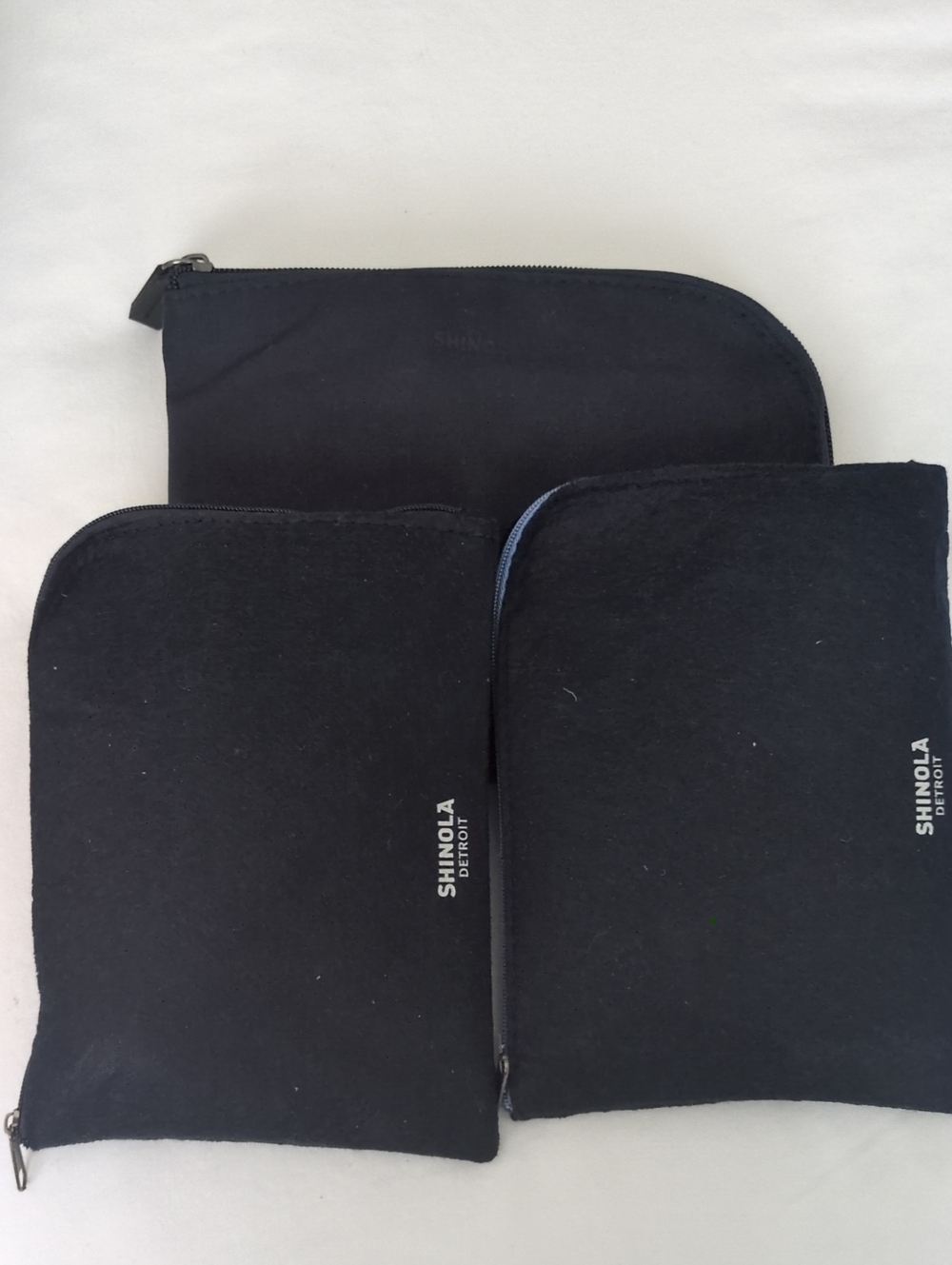 Lot Of 3 Shinola Black And Navy Zip Pouches NWOT